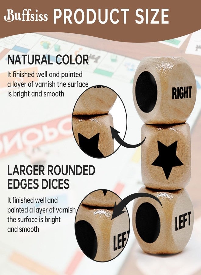 Buffsiss Left Right Center Game Dice 16mm Wooden Dice with Drawstring Bag,Standard Size 6 Sided for Left Right Center Game Dice Accessorie,Easy to Store and Carry (Upgraded 3 Pcs dice) - Image 2